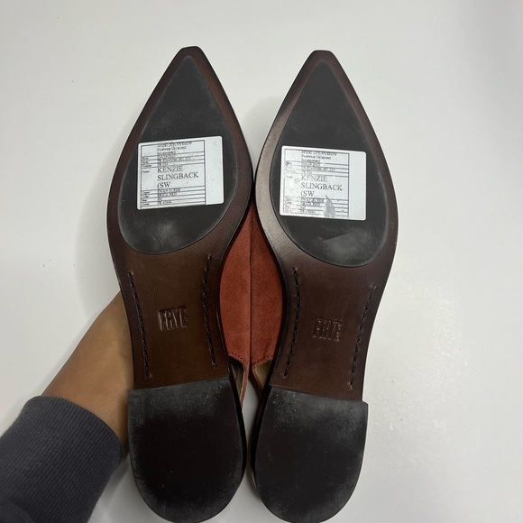 Frye Kenzie Slingback Suede Flat Size 6 Brick Red - Picture 2 of 5
